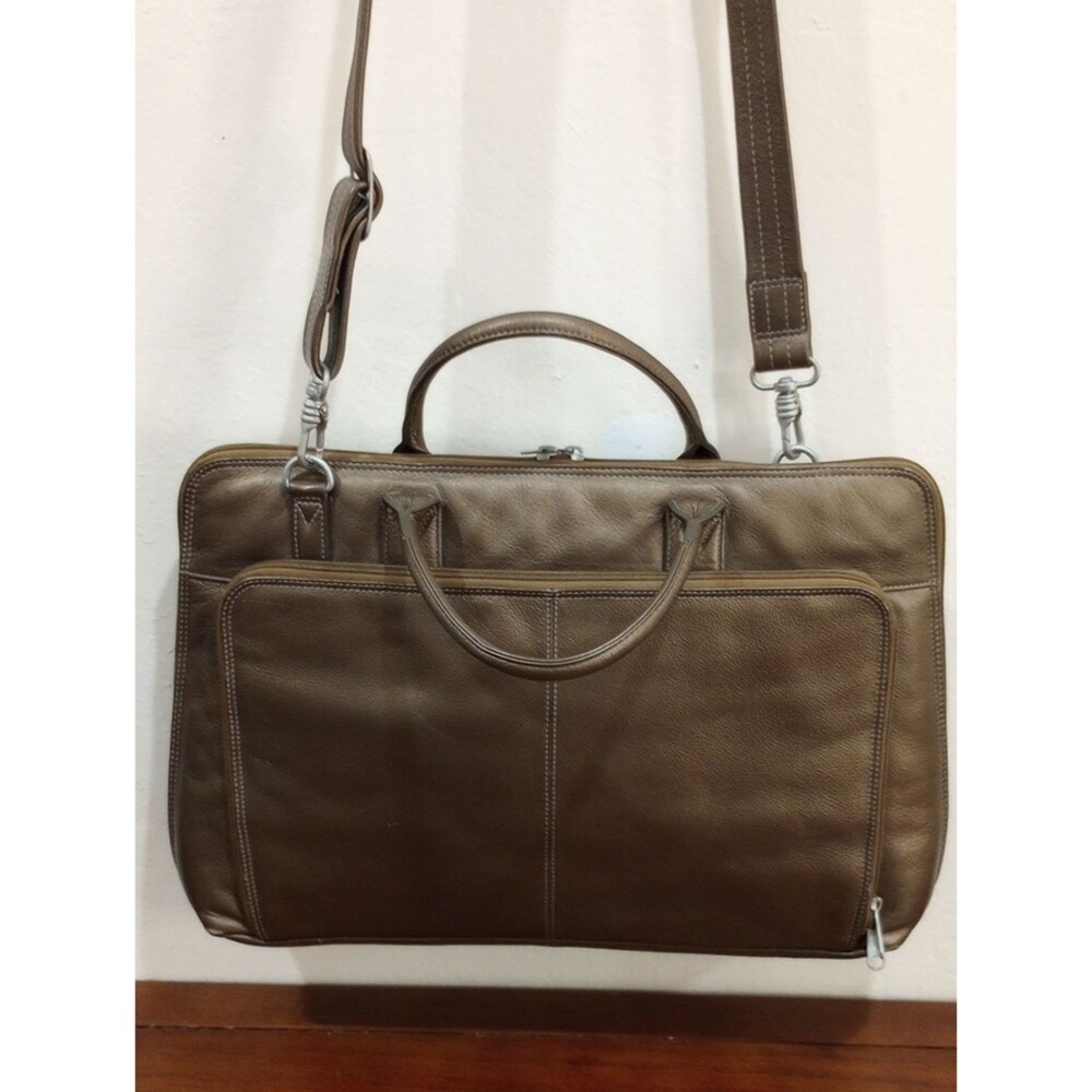 Barneys New York Bronze Leather Briefcase - Vintage! - Picture 2 of 13